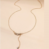 Rhinestone Leaf & Water-drop Charm Y Lariat Necklace