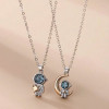 2pcs Fashion Zinc Alloy Couple Astronaut Star & Moon Pendant Necklace