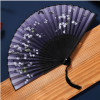 Vintage Handheld Folding Fan With Fabric Fan 