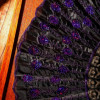 Vintage Purple Lace Decorated Folding Hand Fan With Flower Pattern