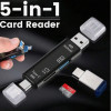  5 In 1 Multi-Functional Usb 2.0 Type-C/Usb/Micro Usb/Tf/Sd Card Reader