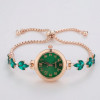 Cute Leaf Crystal Strap Small Dial Casual Fashionable Women's Quartz Watch