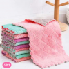 5Pcs Random Thickened Double-layer Absorbent Microfiber Kitchen Dish Clothes Non-stick Oil