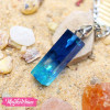Resin Necklace-Blue Rectangle 