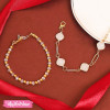 Set Of 2Pcs Of Gold Bracelet - White Crystal 