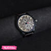 Men Round Pointer Date Quartz Watch Brown 