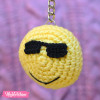 Crochet-Keychain-Cool Face Emoji