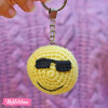 Crochet-Keychain-Cool Face Emoji