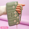 Leather Wallet-Gray Daisy 