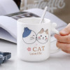 Ceramic Mug With Coaster-White Cat