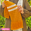 Crochet Scarf For Women-Mustard&Off white