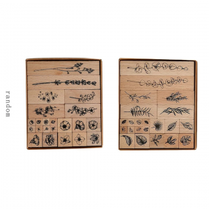 22pcs Flower Print Random Wooden Stamp