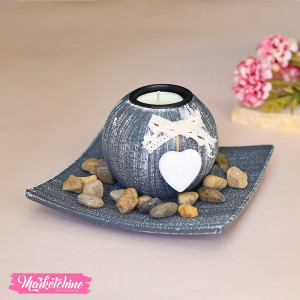 Wooden Candle Holder-Gray