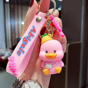 Silicone Keychain-Pink Duck