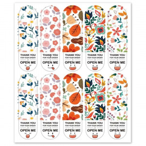 50pcs Flower Print Gift Sticker, Cute "Thank You For Your Order" 