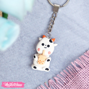 Polymer Clay Keychain For Eid - Baby Cow 