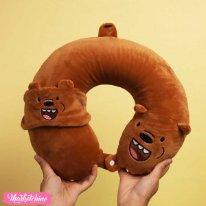Cushion Neck&Eye Mask- We Bare Bears - Grizz