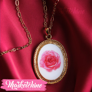 Necklace-Red Flower-Gold