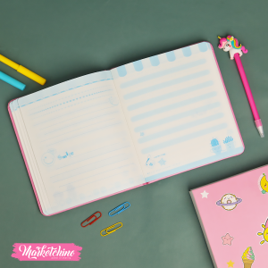 Set OF NoteBook & Pen-Pink Unicorn (A 6 )