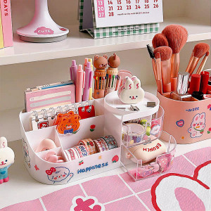 Stationery Organizer Box With Sticker-White