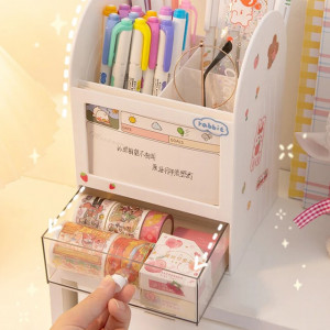 Acrylic Pen Holder &Organizer With Random Sticker-Mint Green   