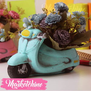 Decor-Motorcycle-Blue Flower 