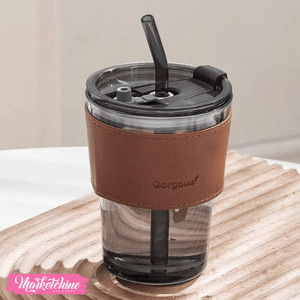 Glass  Mug With Heat Resistant Leather-Black