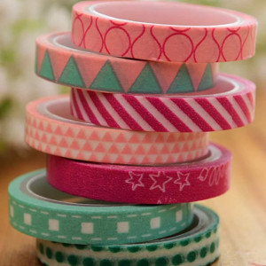 7 Rolls Geometric & Striped Pattern Random Washi Tape ( 300 CM ) 