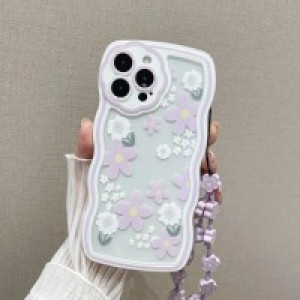 Flower Print Clear  Iphone 13 With Lanyard