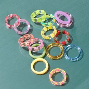 Sweetness Retro 5 pcs Fruit Pattern Ring Random