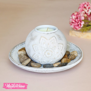 Wooden Candle Holder-White
