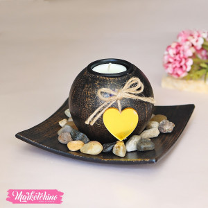 Wooden Candle Holder-Black