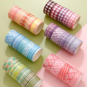 6 Rolls Plaid Print Random Decorative Tape