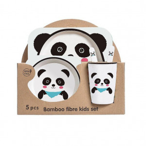 Set of 5psc Bamboo Fiber Kids Set-Panda