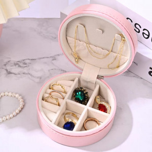 Leather Portable Travel Accessories Box-Pink