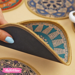 Rubber Heat resistant Non-Slip Coaster-Blue Mandala 