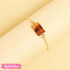 Gold Bracelet-Cafe Agate stone