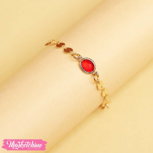 Gold Bracelet-Red Agate stone