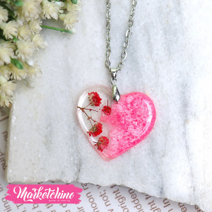 Resin Necklace-Pink Heart 