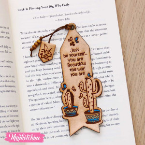 Natural Leather Bookmark-cactus