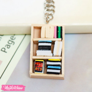 Wooden Miniature Keychain-Library