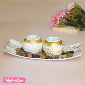 2Pcs Of Wooden Candle Holder