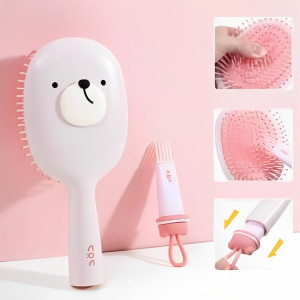 Acrylic Hair Comb with Cleaning Brush - Bear