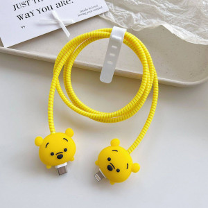 Set of 4 Pooh Print Data Cable Protector iPhone & Android 