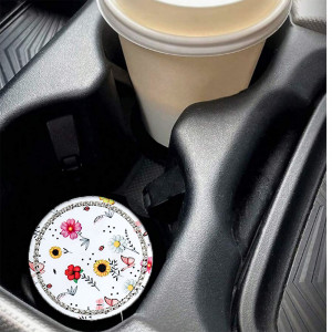 2pcs Flower Pattern Car Coaster