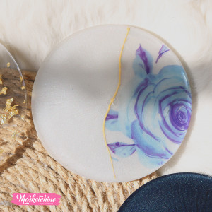Coaster Resin-Blue Flower-White