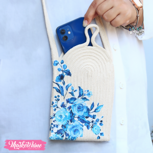 Mobile Cover Cross Bag-Blue Flower