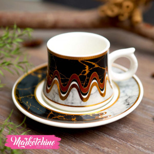 Ceramic Coffee Cup&plate-Gray&Black