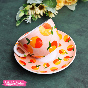 Painted Cup&Plate-Peach 