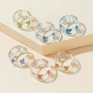 6pcs Butterfly Pattern Cuff Ring